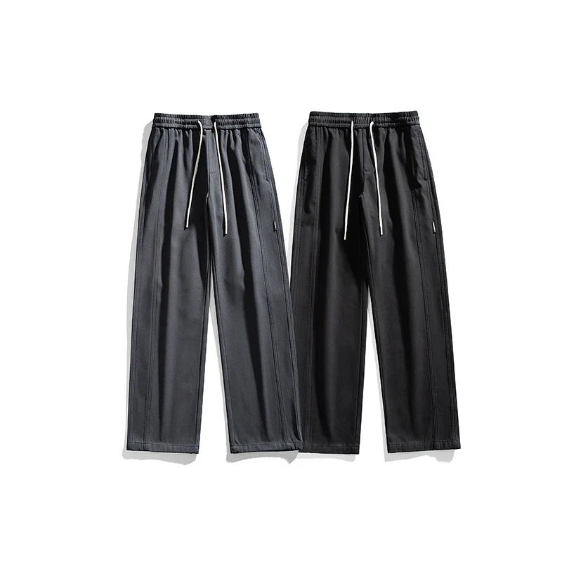Herren Straight-Cut Freizeit‑Hose mit elastischem Bund, Tunnelzug und dekorativen Nahtpasse Drune