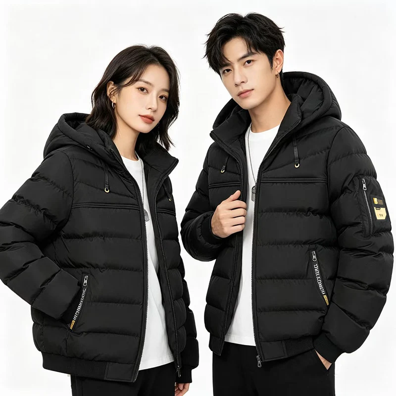 Herren Steppjacke mit Kapuze, winddichter Thermoisolierung und Utility-Taschen Drune