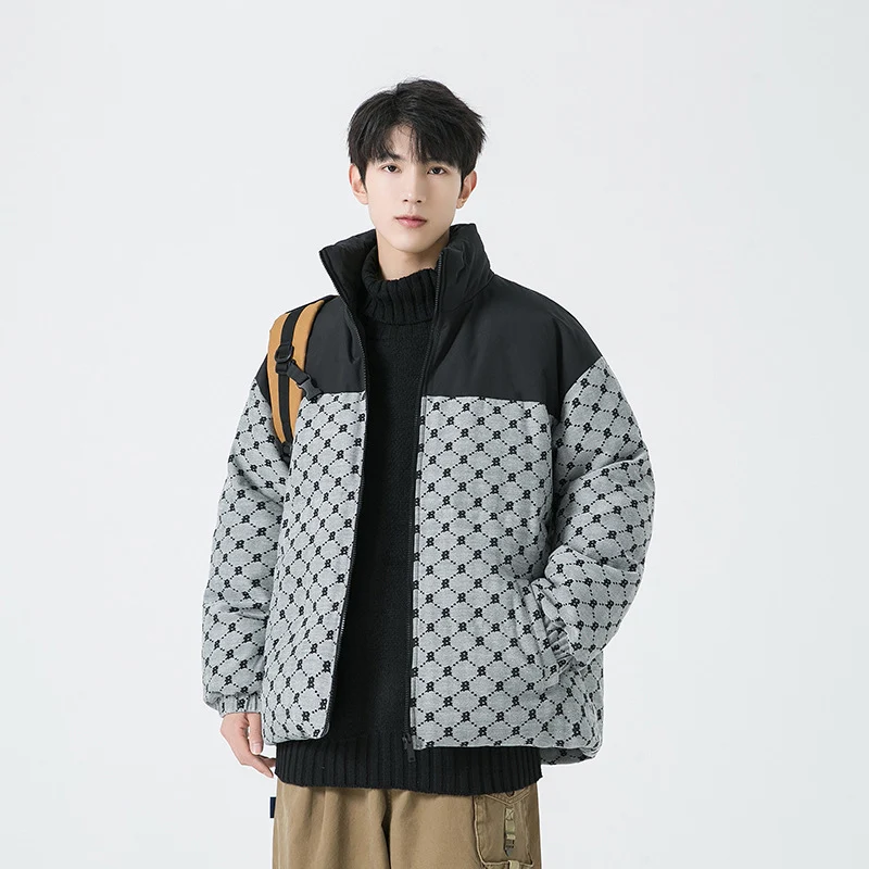 Herren Steppjacke mit Allover-Muster und hohem Kragen Drune