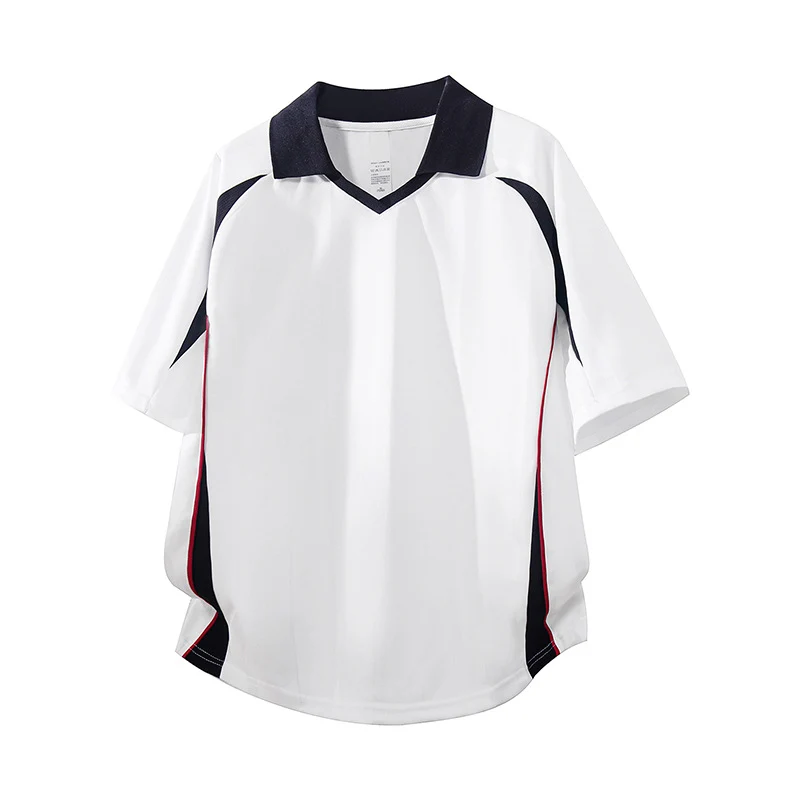 Herren Sportives Oversize-Poloshirt mit V-Ausschnitt, Kontrastpaspeln und atmungsaktivem Material Drune