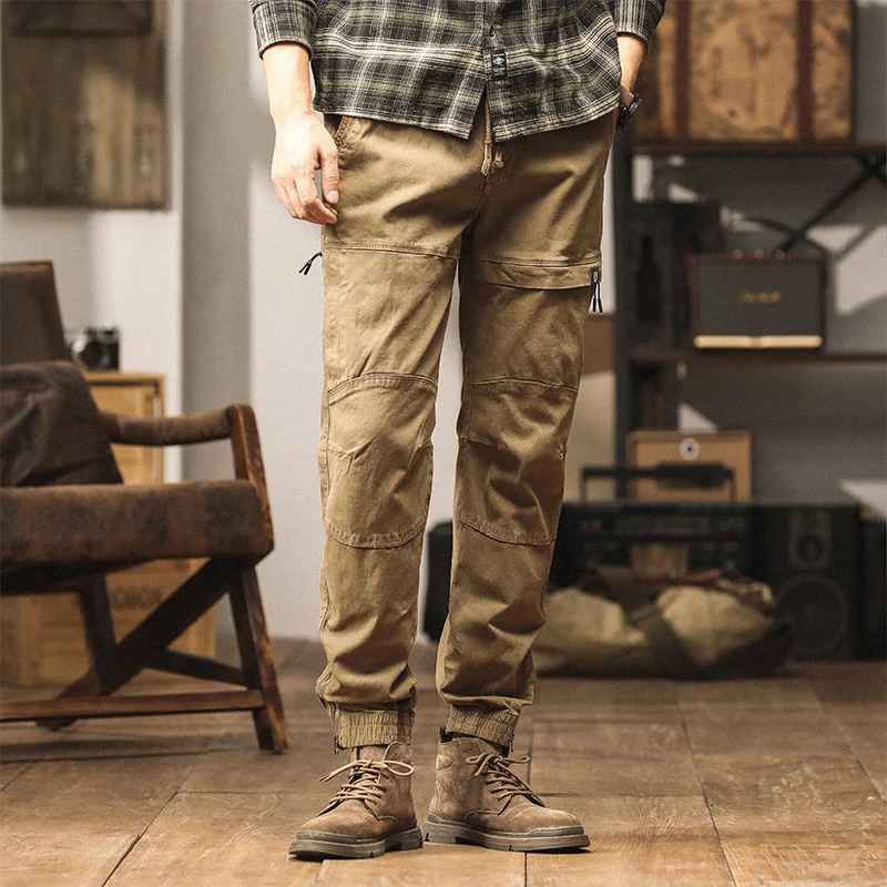 Herren Slim‑Tapered Cargojogger aus Baumwoll‑Twill mit Tunnelzug und Knöchelzipper Drune