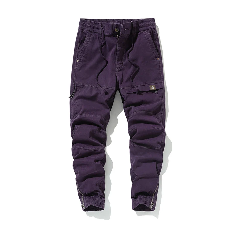 Herren Slim‑Tapered Cargojogger aus Baumwoll‑Twill mit Tunnelzug und Knöchelzipper Drune