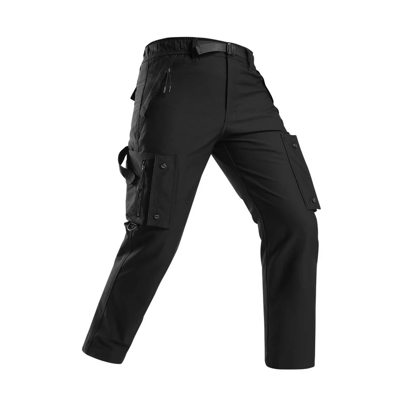 Herren Slim‑Tapered Cargo‑Hose mit Zipper‑Taschen, D‑Ring und Komfortbund Drune