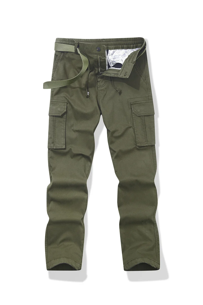 Herren Slim-Fit Utility-Cargohose mit elastischem Bund, Kordelzug und integrierter Webgürtel Drune