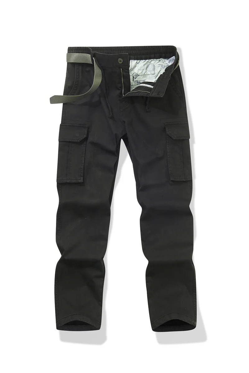 Herren Slim-Fit Utility-Cargohose mit elastischem Bund, Kordelzug und integrierter Webgürtel Drune