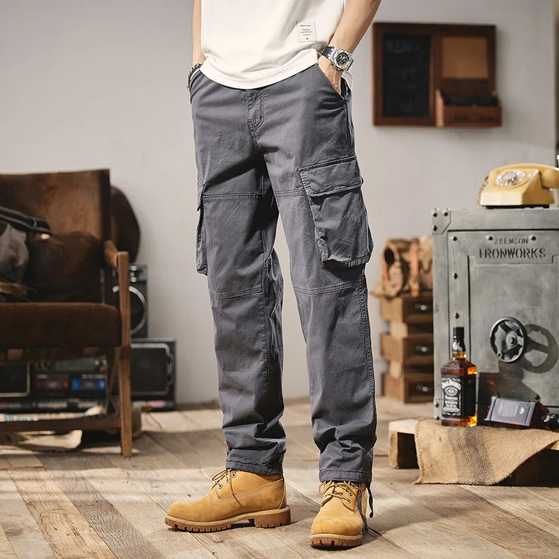 Herren Robuste Utility-Cargo-Hose mit Mehrfachtaschen, verstärkten Kniepaneelen und geradem Bein Drune