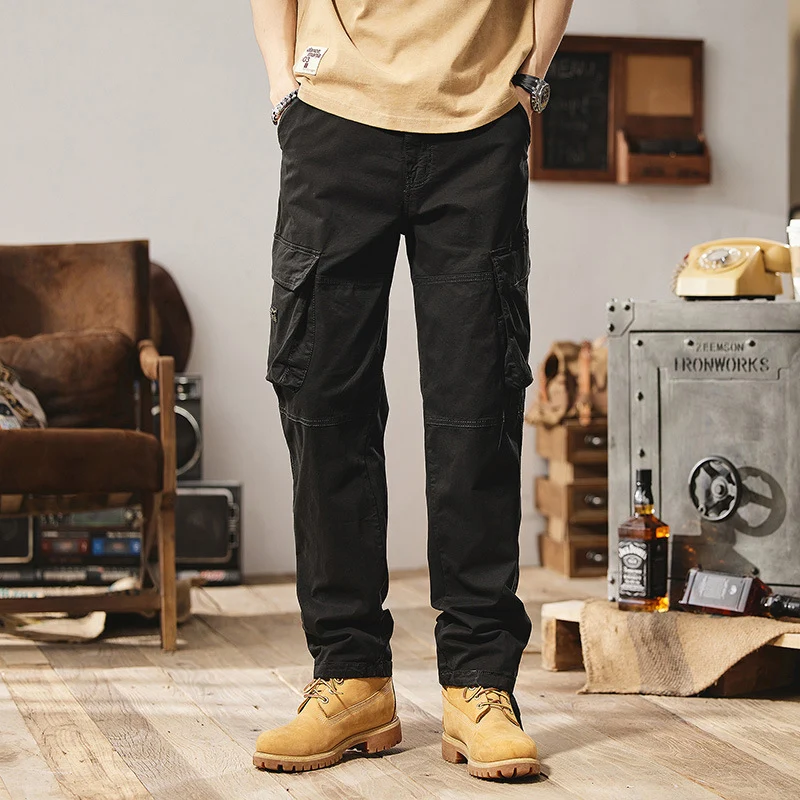 Herren Robuste Utility-Cargo-Hose mit Mehrfachtaschen, verstärkten Kniepaneelen und geradem Bein Drune