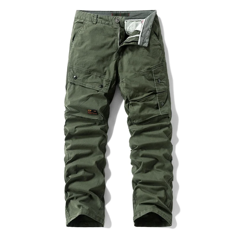 Herren Robuste Canvas-Cargo-Hose mit elastischem Bund, Kniepaneelen und Klappfächern Drune