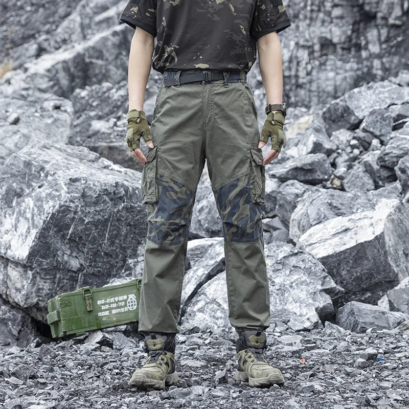 Herren Robust‑Tactical Cargohose mit Camouflage‑Kniepaneelen, Elastischem Saum und Utility‑Taschen Drune