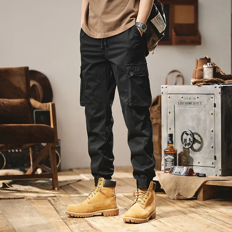 Herren Robust konstruierte Cargohose im Joggerstil mit Tunnelzugbund, aufgesetzten Klapptaschen und elastischem Knöchelabschluss Drune
