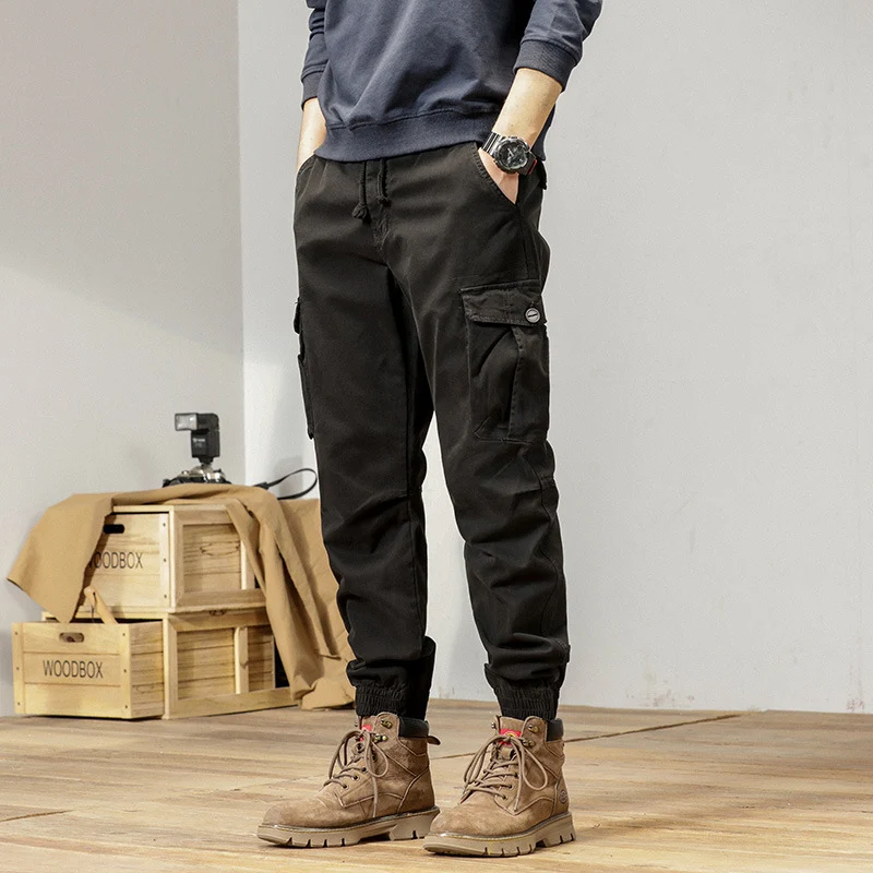 Herren Robust-Canvas Cargo-Jogger mit elastischem Kordelbund, aufgesetzten Utility-Taschen und gerippten Bündchen Drune