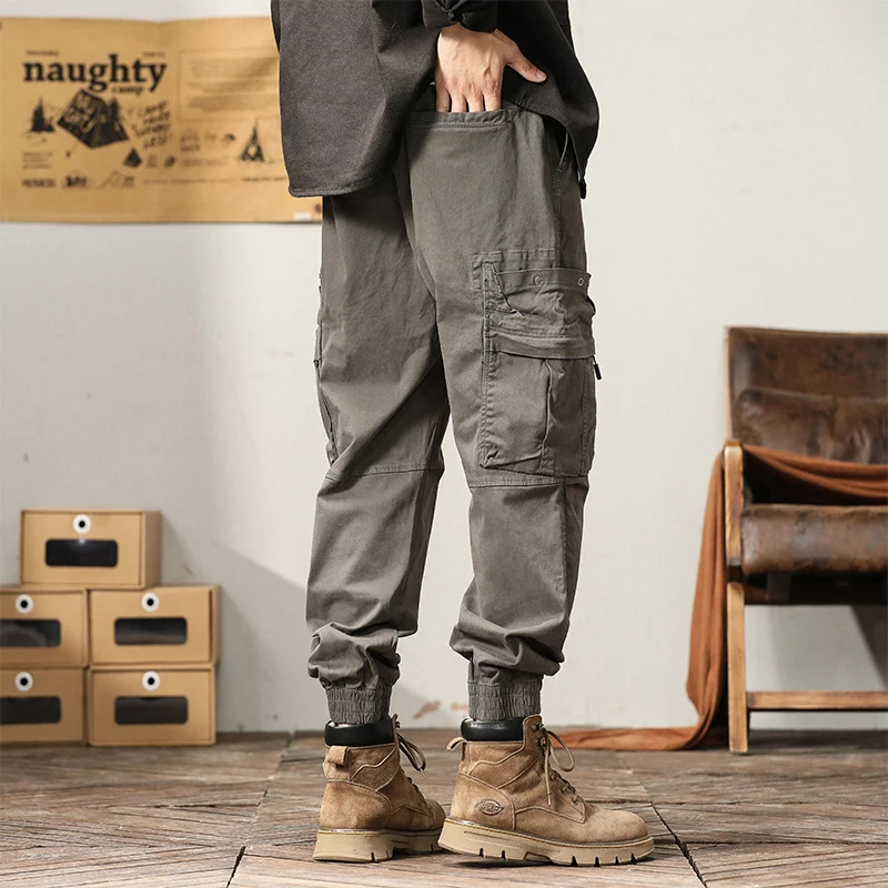 Herren Robust-Canvas Cargo-Jogger mit elastischem Komfortbund, Sicherheits-Pattentaschen und Knieabnähern Drune