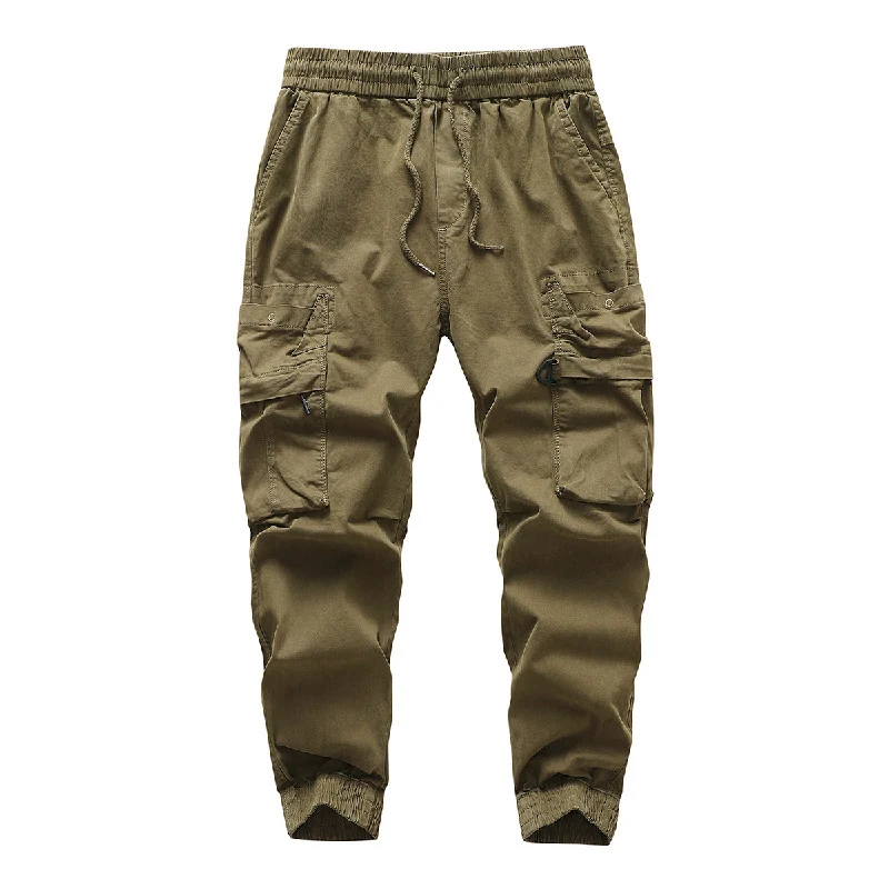 Herren Robust-Canvas Cargo-Jogger mit elastischem Komfortbund, Sicherheits-Pattentaschen und Knieabnähern Drune