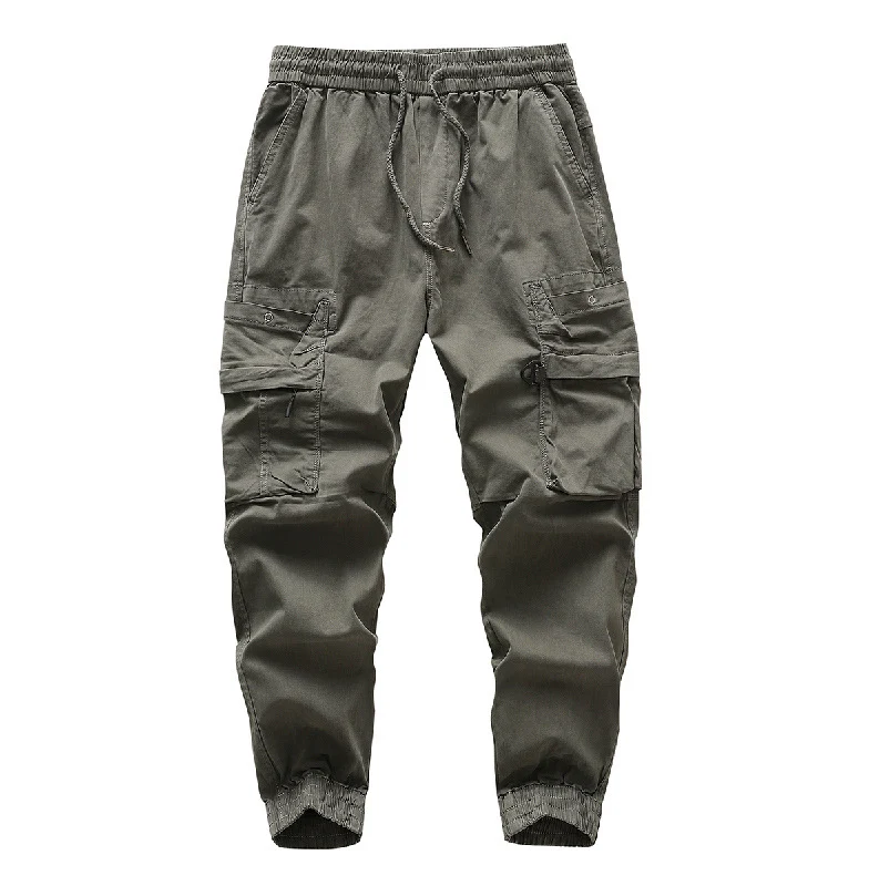 Herren Robust-Canvas Cargo-Jogger mit elastischem Komfortbund, Sicherheits-Pattentaschen und Knieabnähern Drune