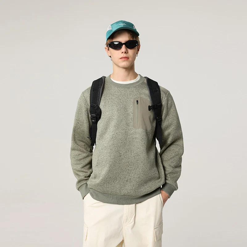 Herren Relaxed-Fit Struktursweatshirt mit Reißverschluss-Brusttasche Drune