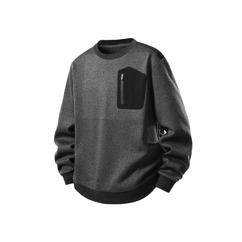 Herren Relaxed-Fit Struktursweatshirt mit Reißverschluss-Brusttasche Drune