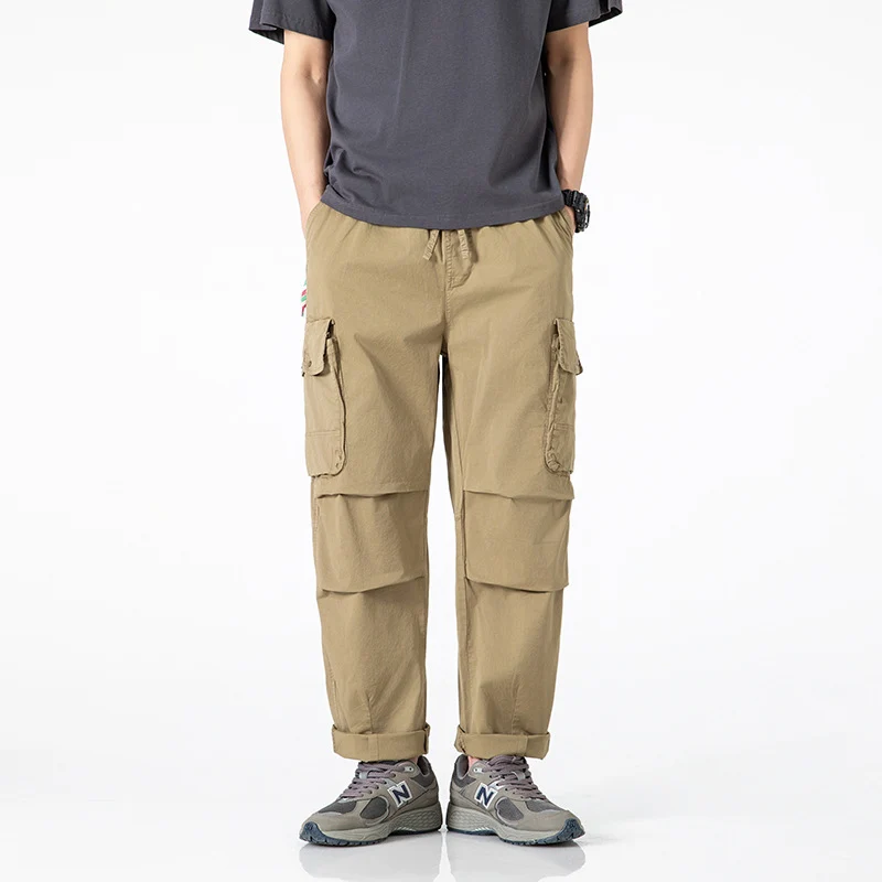 Herren Relaxed-Fit Multi-Taschen Cargo-Hose aus leichtem Baumwollmix Drune