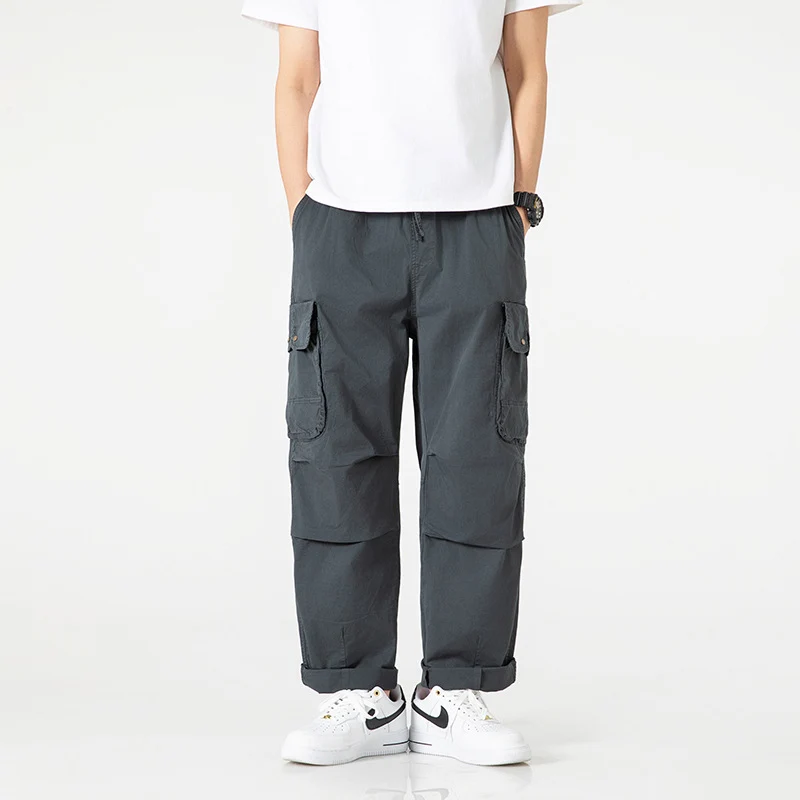 Herren Relaxed-Fit Multi-Taschen Cargo-Hose aus leichtem Baumwollmix Drune