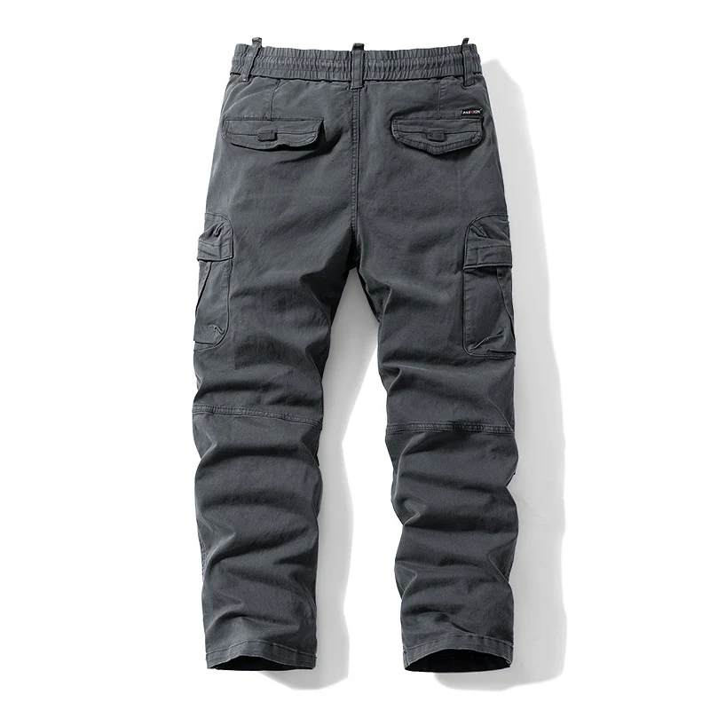 Herren Relaxed-Fit Canvas‑Cargohose mit Elastikbund, verdecktem Tunnelzug und Mehrfach‑Klappentaschen Drune