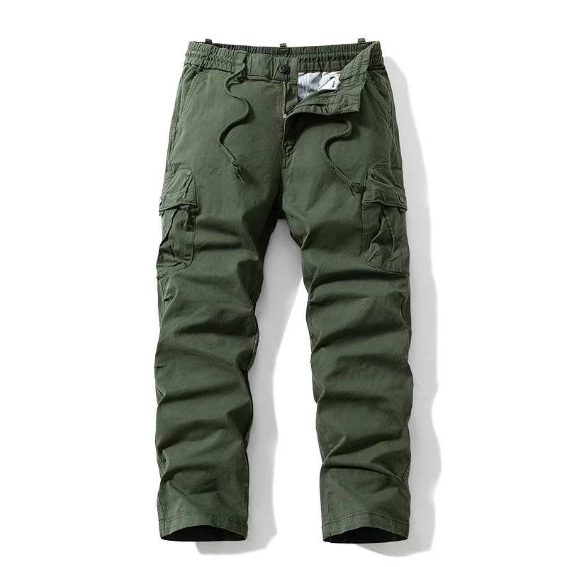 Herren Relaxed-Fit Canvas‑Cargohose mit Elastikbund, verdecktem Tunnelzug und Mehrfach‑Klappentaschen Drune