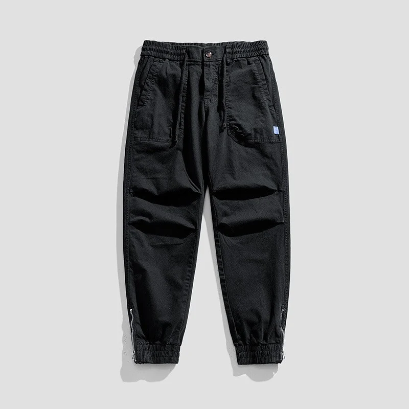 Herren Relaxed-Fit Canvas-Cargo-Jogger mit elastischem Tunnelzugbund, aufgesetzten Fronttaschen und Reißverschluss-Bündchen Drune