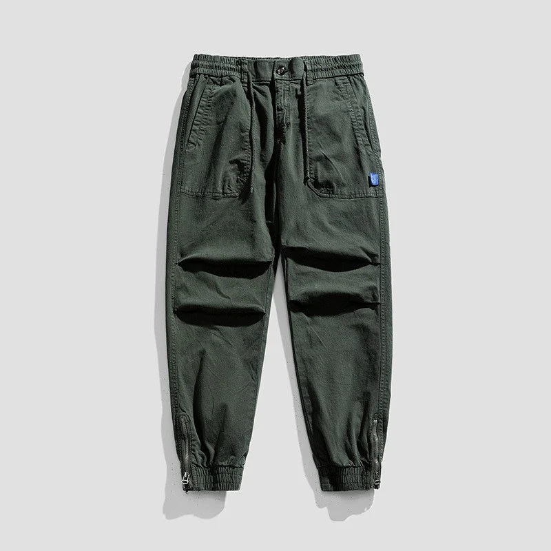 Herren Relaxed-Fit Canvas-Cargo-Jogger mit elastischem Tunnelzugbund, aufgesetzten Fronttaschen und Reißverschluss-Bündchen Drune