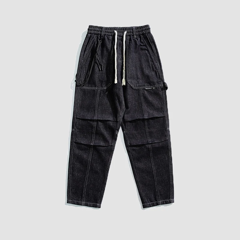 Herren Relaxed Denim-Cargohose mit elastischem Bund und verstärkten Kniepaneelen Drune