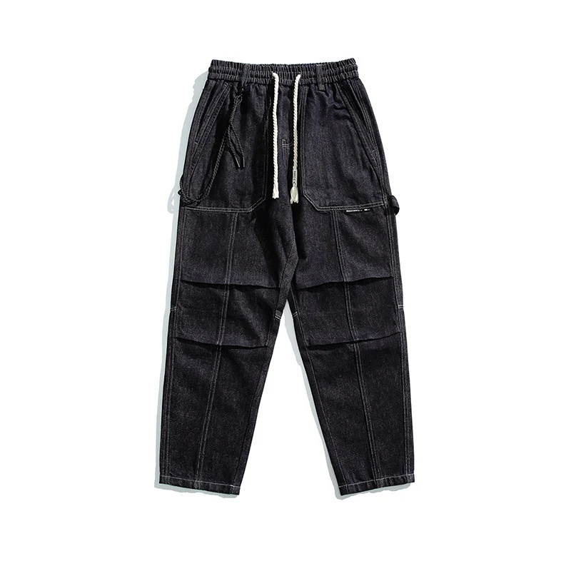Herren Relaxed Denim-Cargohose mit elastischem Bund und verstärkten Kniepaneelen Drune
