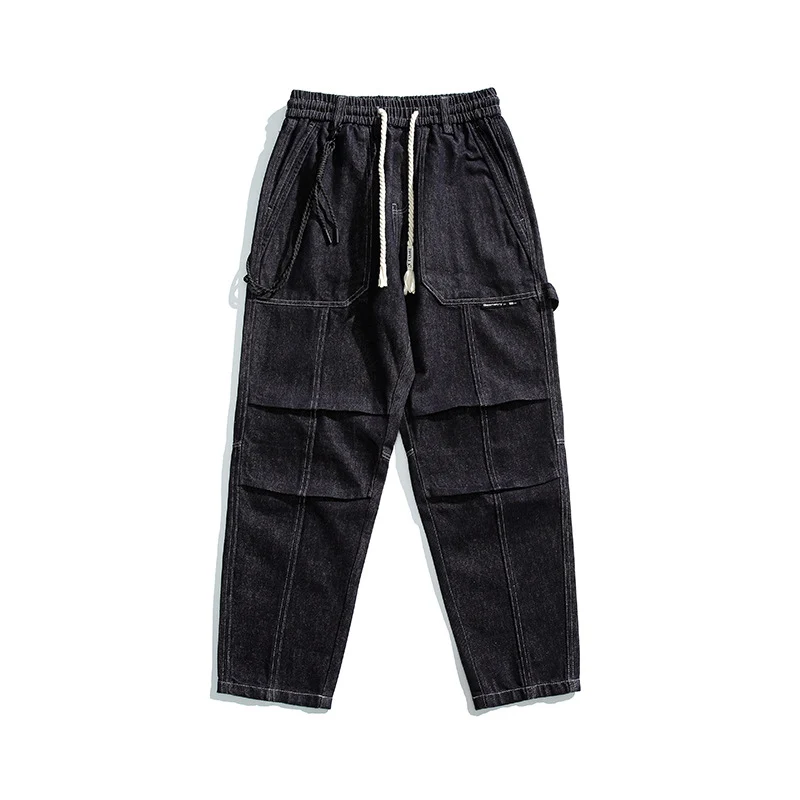 Herren Relaxed Denim-Cargohose mit elastischem Bund und verstärkten Kniepaneelen Drune