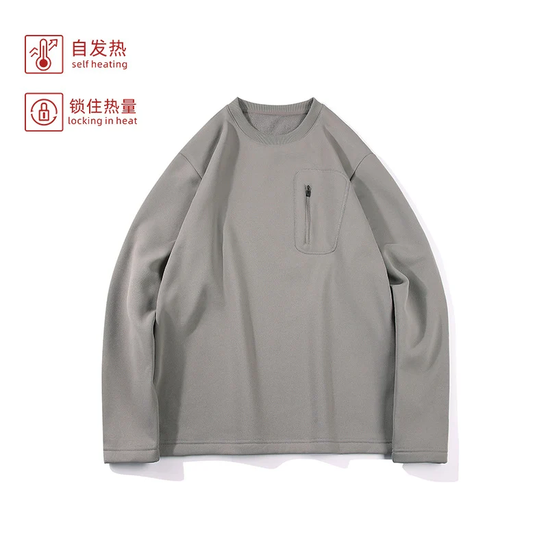 Herren Oversized-Sweatshirt mit Brust-Reißverschlusstasche, Raglanärmeln und softem Innenfutter Drune