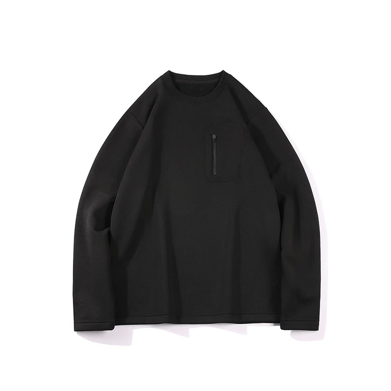 Herren Oversized-Sweatshirt mit Brust-Reißverschlusstasche, Raglanärmeln und softem Innenfutter Drune