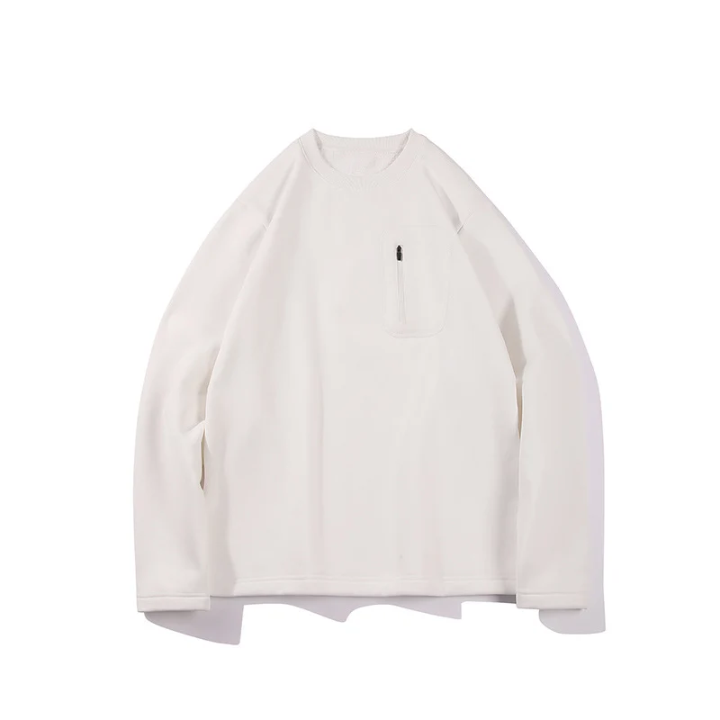 Herren Oversized-Sweatshirt mit Brust-Reißverschlusstasche, Raglanärmeln und softem Innenfutter Drune