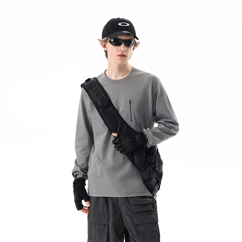Herren Oversized-Langarmshirt mit Brustreißverschluss und Relaxed-Fit Drune