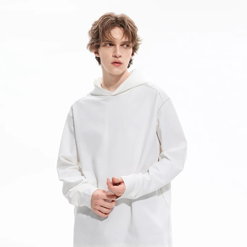 Herren Oversized Kapuzenpullover aus schwerer Baumwollmischung mit Kontrastnähten und Raglanärmeln Drune