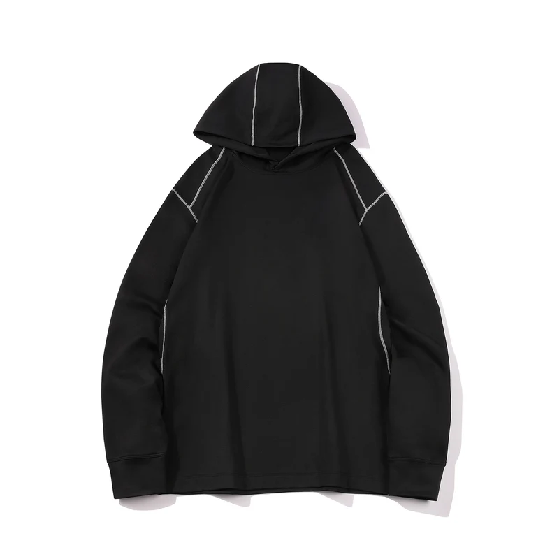 Herren Oversized Kapuzenpullover aus schwerer Baumwollmischung mit Kontrastnähten und Raglanärmeln Drune