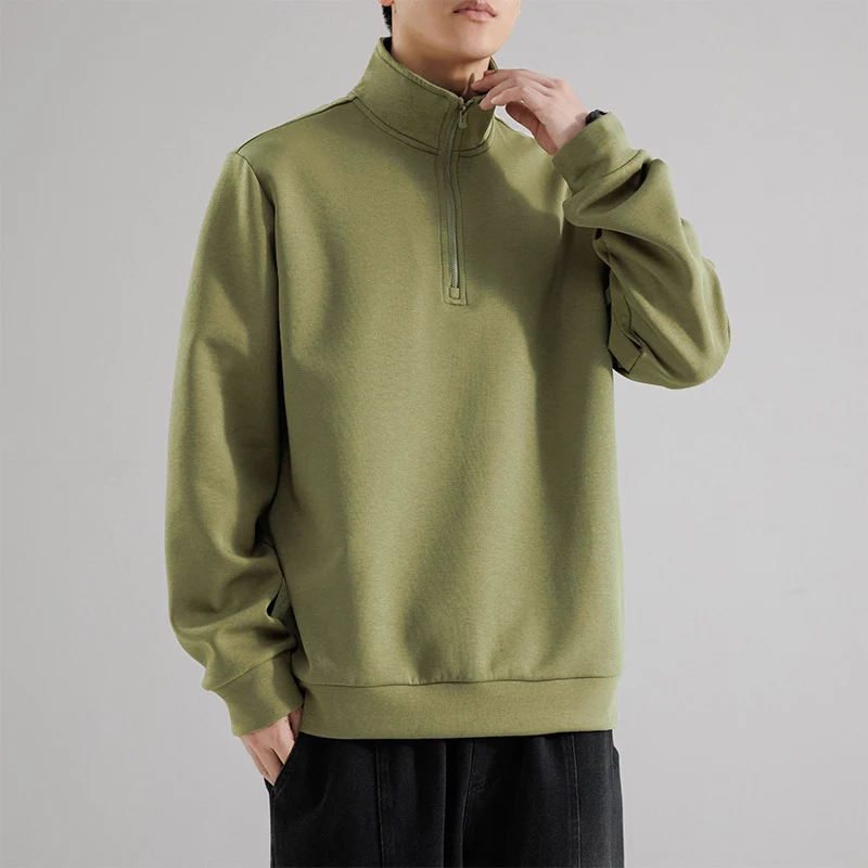 Herren Oversized-Halbzip-Sweatshirt mit hohem Stehkragen, schwerer French-Terry und minimalistischem Design Drune