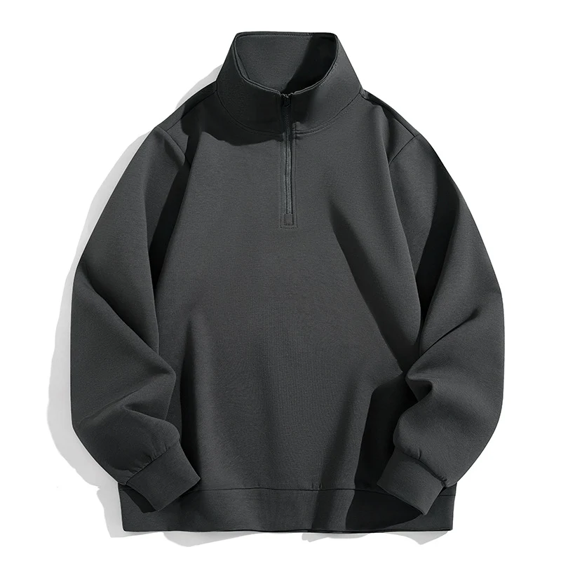 Herren Oversized-Halbzip-Sweatshirt mit hohem Stehkragen, schwerer French-Terry und minimalistischem Design Drune