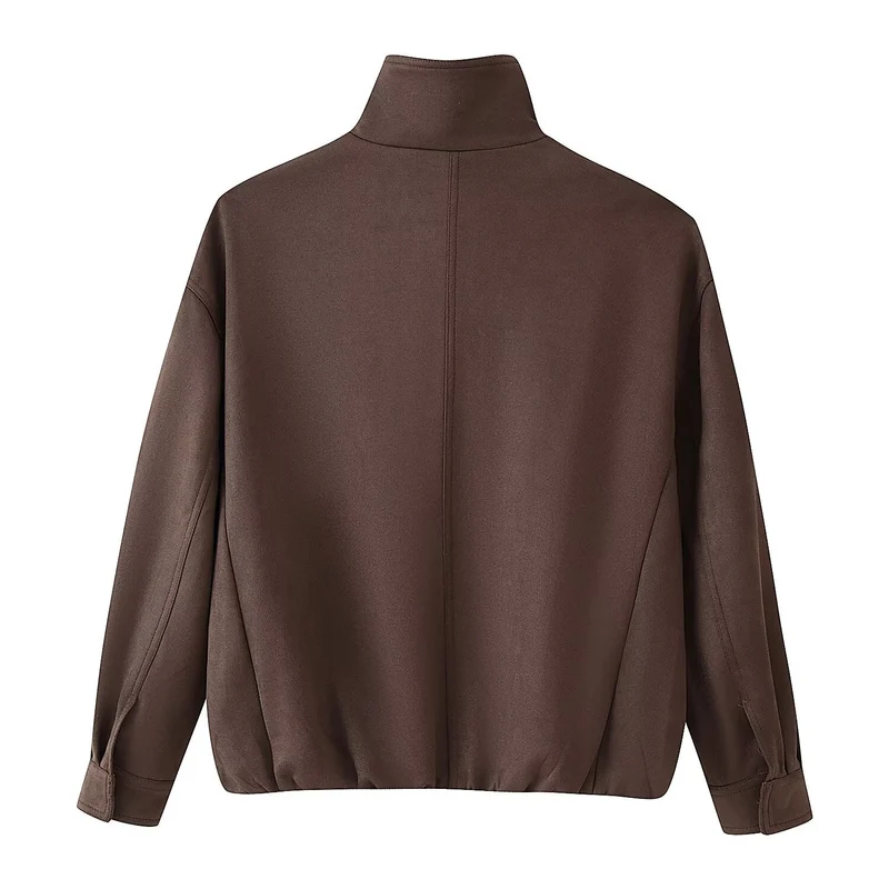 Damen Boxy-Kurzjacke mit hohem Funnelkragen und verdeckter Reißverschlussleiste Drune
