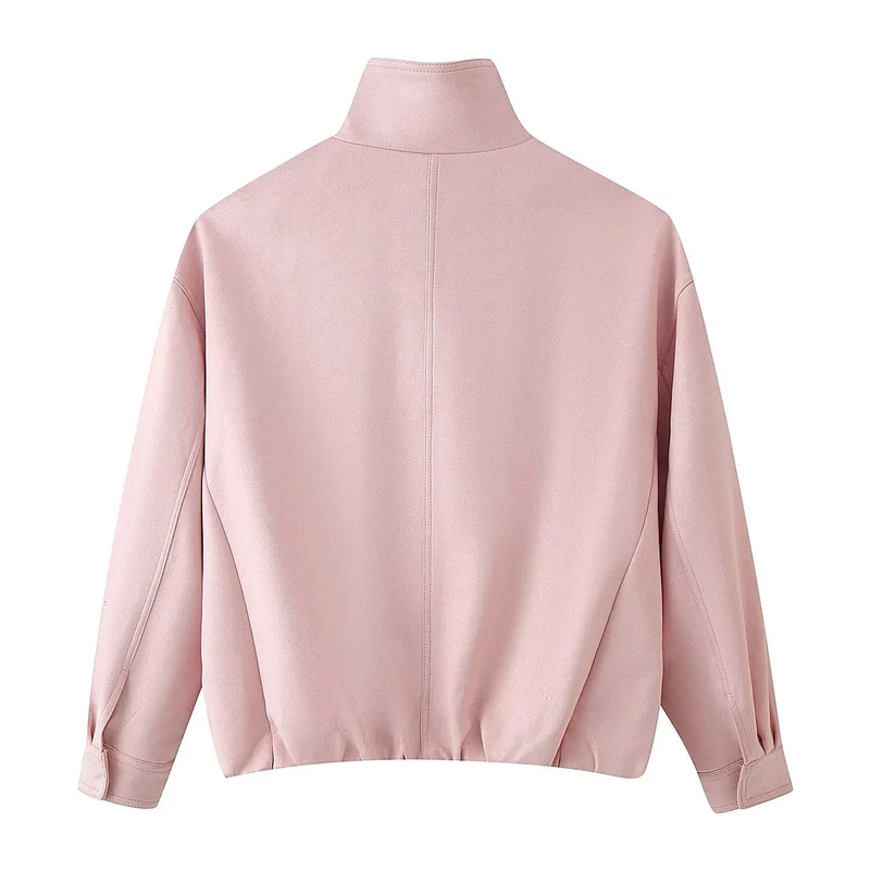 Damen Boxy-Kurzjacke mit hohem Funnelkragen und verdeckter Reißverschlussleiste Drune