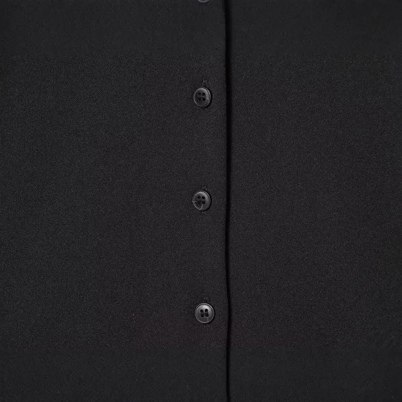 Damen Boxy-Knopfleistenbluse mit V-Ausschnitt und lässiger Oversize-Passform Drune