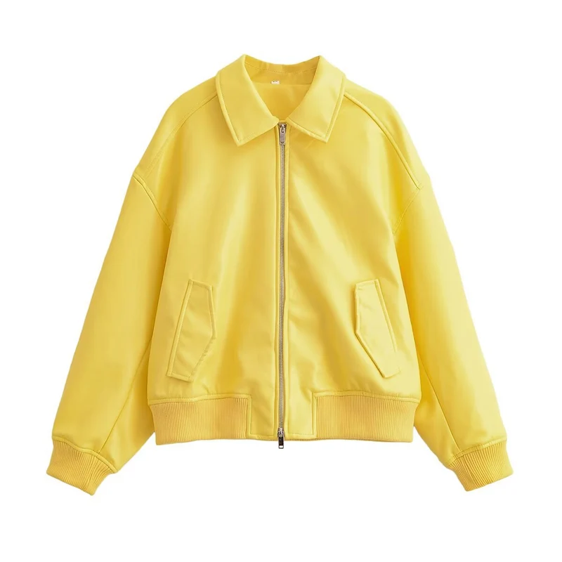 Damen Boxy-Blousonjacke mit Reißverschluss, Rippbündchen und Hemdkragen Drune