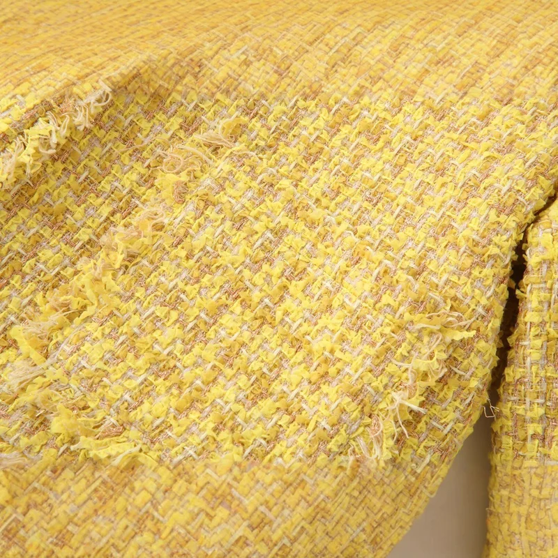 Damen Bouclé‑Tweed‑Cropped‑Jacke mit Fransen und Zierknöpfen Drune