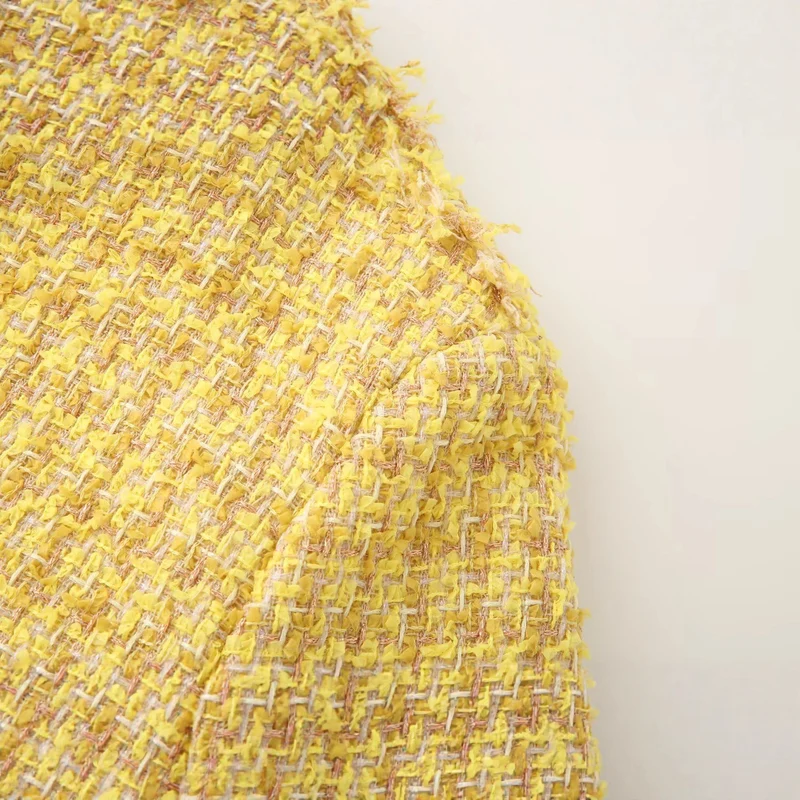 Damen Bouclé‑Tweed‑Cropped‑Jacke mit Fransen und Zierknöpfen Drune