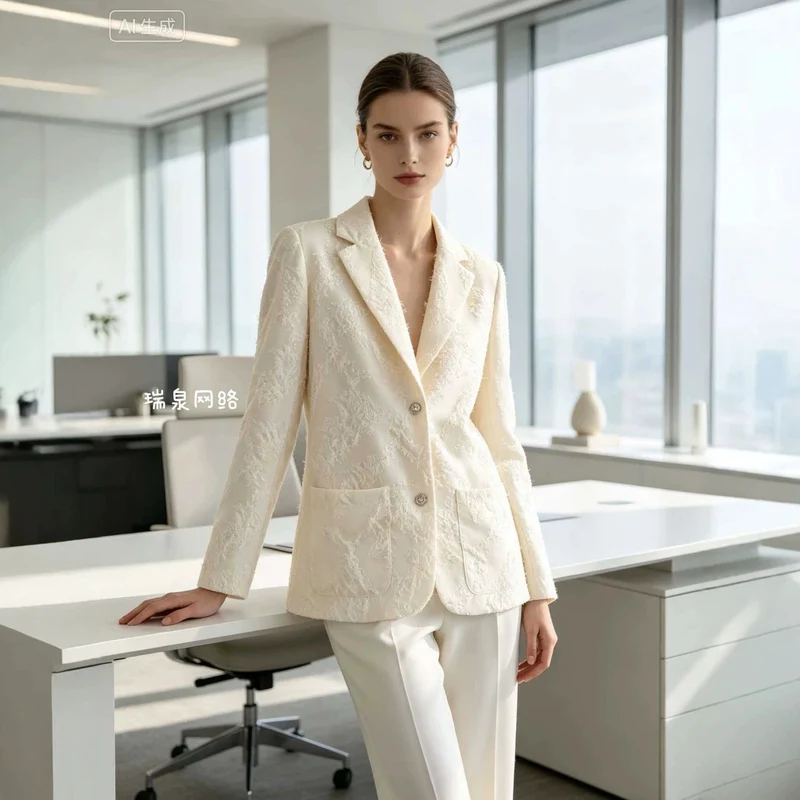 Damen Bouclé‑Blazer mit Fransenstruktur und aufgesetzten Pattentaschen Drune