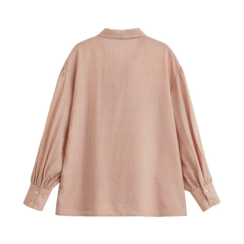 Damen Bluse mit Schleifenkragen und weiten Ballonärmeln Drune