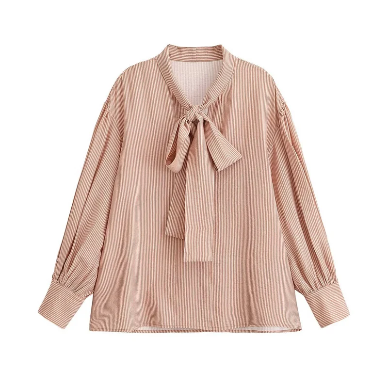 Damen Bluse mit Schleifenkragen und weiten Ballonärmeln Drune