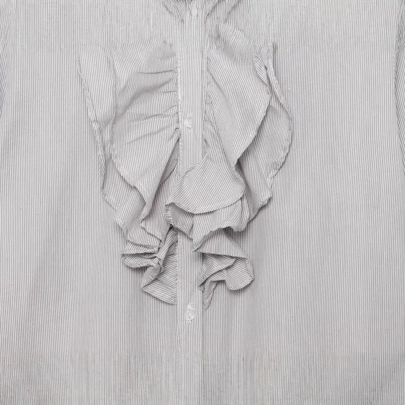 Damen Bluse mit Schleifenkragen und Rüschenblende Drune