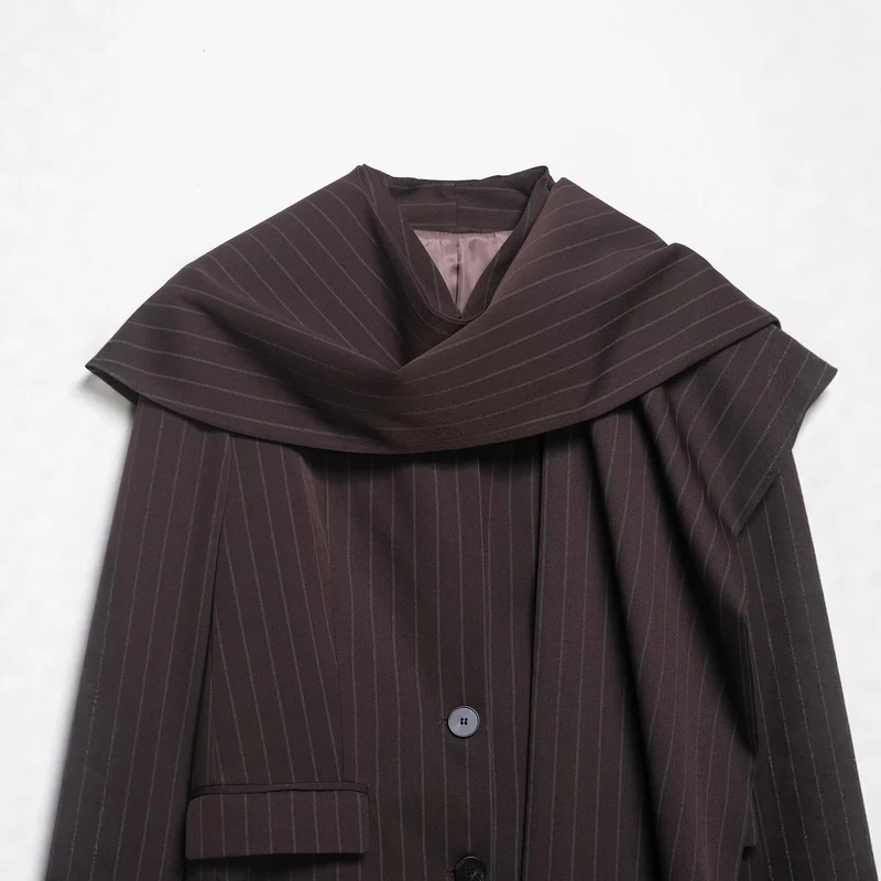 Damen Blazer mit übergroßem Schalkragen und langer Bindeschleife Drune