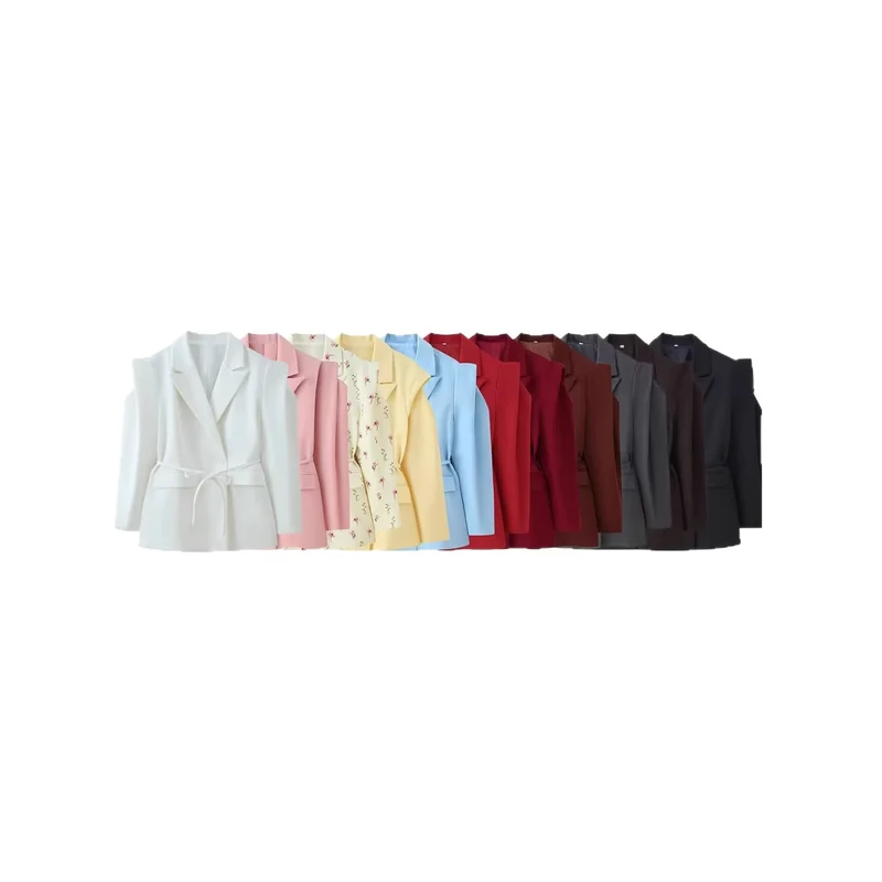 Damen Blazer mit Cut-Out‑Schultern, Taillengürtel und Pattentaschen Drune