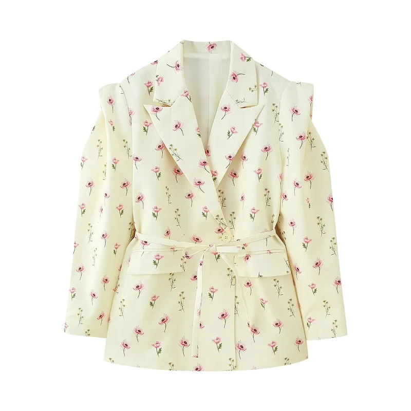 Damen Blazer mit Cut-Out‑Schultern, Taillengürtel und Pattentaschen Drune